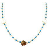 CHG-200-TU-18" 18K Gold Overlay Necklace With Turquoise Beads Bali Designs Inc